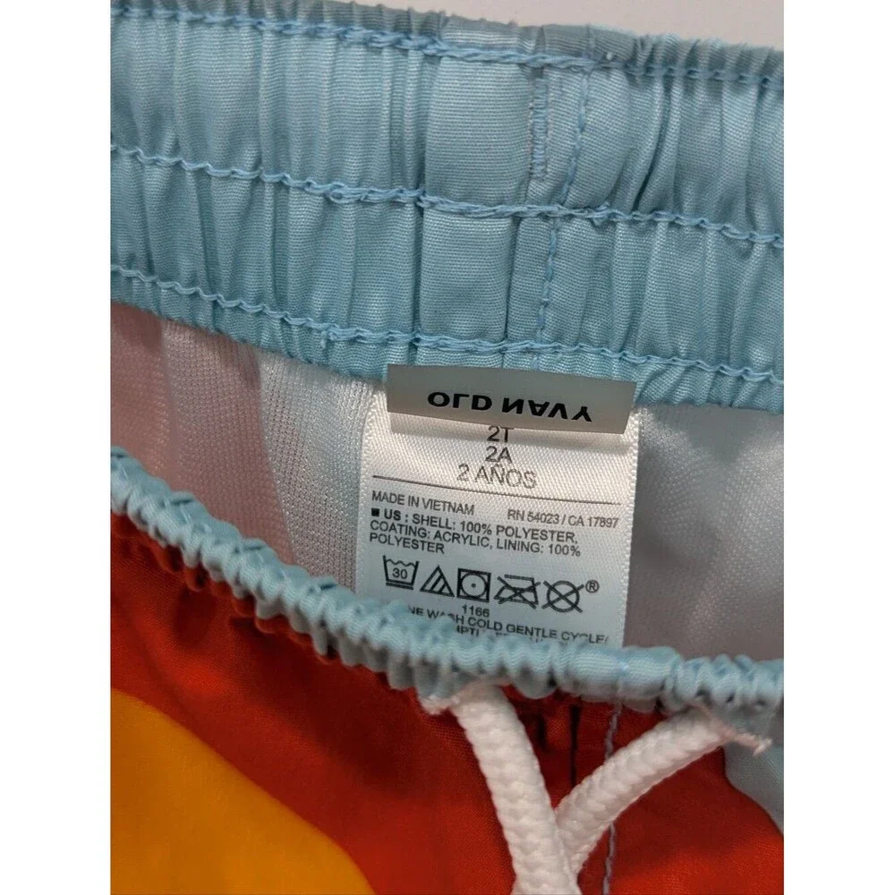 Old Navy Kid Blue Orange Red Swimsuit Swim Trunks Adjustable Toddler Boy Size 2T